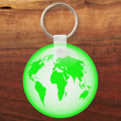 Green Glossy Wereldbol Sleutelhanger (Voorkant)