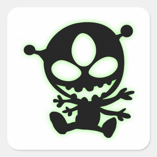Green Glow Alien-Sticker Vierkante Sticker (Voorkant)