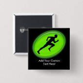 Green Glow Fitness Logo Vierkante Button 5,1 Cm (Voorkant /achterkant)