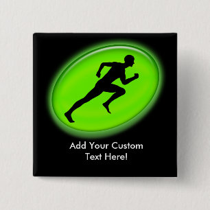 Green Glow Fitness Logo Vierkante Button 5,1 Cm
