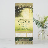 Green Glow Forest & Sparkle Lights Sweet 16 Ticket Kaart (Staand voorkant)