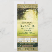 Green Glow Forest & Sparkle Lights Sweet 16 Ticket Kaart (Voorkant)