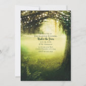 Green Glow Forest & String Lights Sweet 16 Party Kaart (Achterkant)