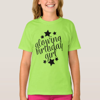 Green Glow Party Birthday - Girls Ruffle T-Shirt