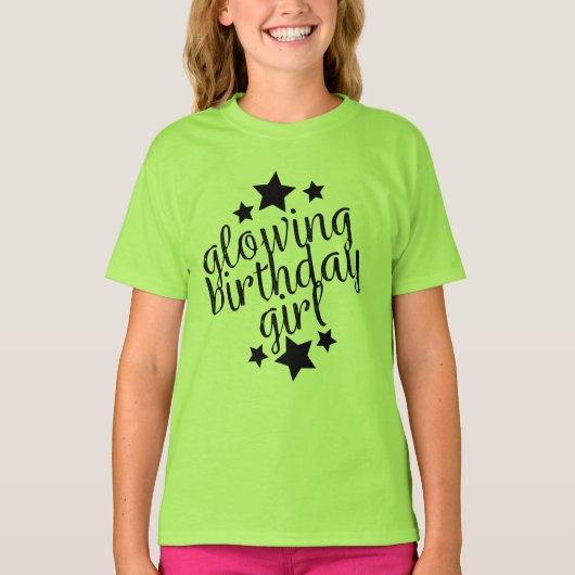 Green Glow Party Birthday - Girls Ruffle T-Shirt (Voorkant)