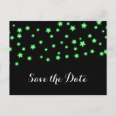 Green Glowing Stars Verjaardagsfeest Save the Date Aankondigingskaart (Voorkant)