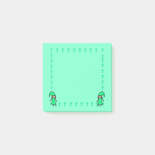 Green Gnome with Mushrooms Post it Notes (Voorkant)