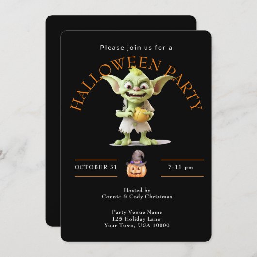 Green Goblin HALLOWEEN Party Kaart (Voorkant / Achterkant)
