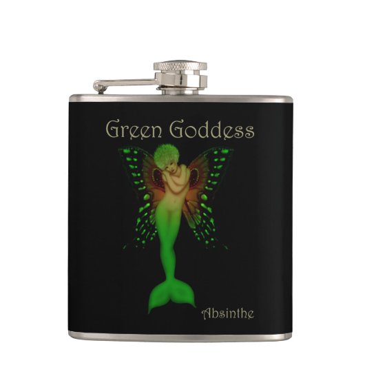 Green Goddess Absinthe Heupfles (Voorkant)