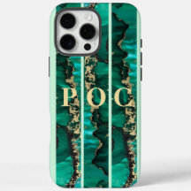 Green Gold Abstract Monogram Hoesje-Mate