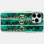 Green Gold Abstract Monogram Hoesje-Mate Case-Mate iPhone Case (Achterkant (horizontaal))