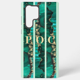 Green Gold Abstract Monogram Hoesje-Mate Samsung Galaxy Hoesje
