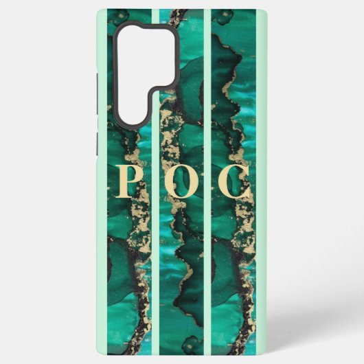 Green Gold Abstract Monogram Hoesje-Mate Samsung Galaxy Hoesje (Achterkant)