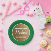 Green Gold Afstuderen College Trunk Party Papieren Bordje (Feest)