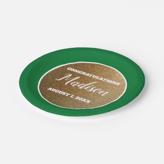 Green Gold Afstuderen College Trunk Party Papieren Bordje (Gekanteld)