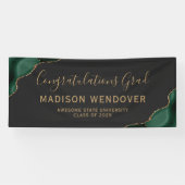 Green Gold Agaat Dark Felicitaties Afstuderen Spandoek (Horizontaal)