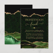 Green & Gold Agaat Wedding Honeymoon Fund Informatiekaartje (Voorkant / Achterkant)
