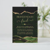 Green & Gold Agaat Wedding Honeymoon Fund Informatiekaartje (Staand voorkant)