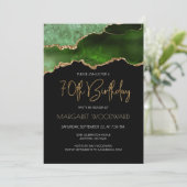Green Gold Agate 70th Birthday Party Kaart (Staand voorkant)