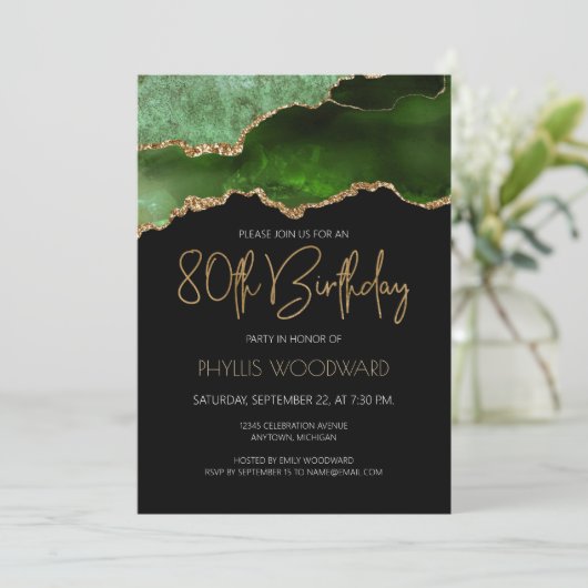Green Gold Agate 80e verjaardag Kaart (Staand voorkant)