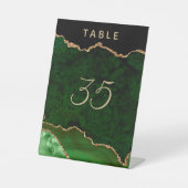 Green Gold Agate Geode Wedding Reclamebord Met Voetstuk (Voorkant)