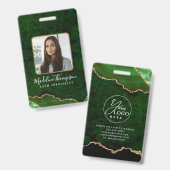 Green Gold Agate Marble Bedrijf ID Badge (Voor- en achterkant)
