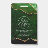 Green Gold Agate Marble Bedrijf ID Badge (Achterkant)
