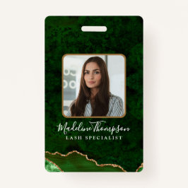 Green Gold Agate Marble Bedrijf ID Badge