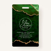 Green Gold Agate Marble Bedrijf ID Badge (Achterkant)