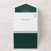 Green Gold Ampersand QR Code Emerald Wedding All In One Uitnodiging (Buitenkant)