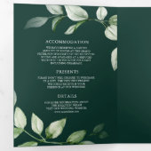 Green Gold Ampersand QR Code Emerald Wedding Drieluik Uitnodiging (Binnenzijde eerst)