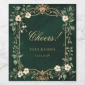Green Gold Art Nouvea Enchanted Vintage Wedding Wijn Etiket (Enkel label)