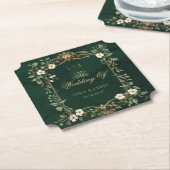 Green Gold Art Nouveau Enchanted Wedding Kartonnen Onderzetters (Gekanteld)