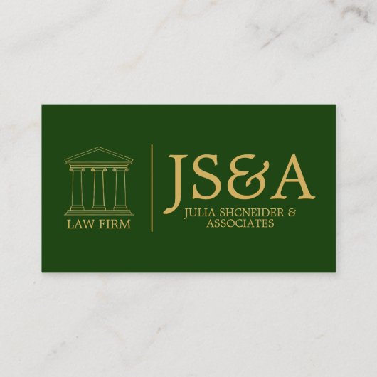 Green Gold Attorney Monogram Visitekaartje (Voorkant)