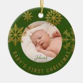 Green Gold Babys eerste kerstcadeau Keramisch Ornament (Voorkant)