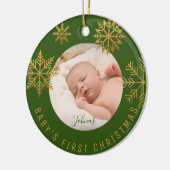 Green Gold Babys eerste kerstcadeau Keramisch Ornament (Links)