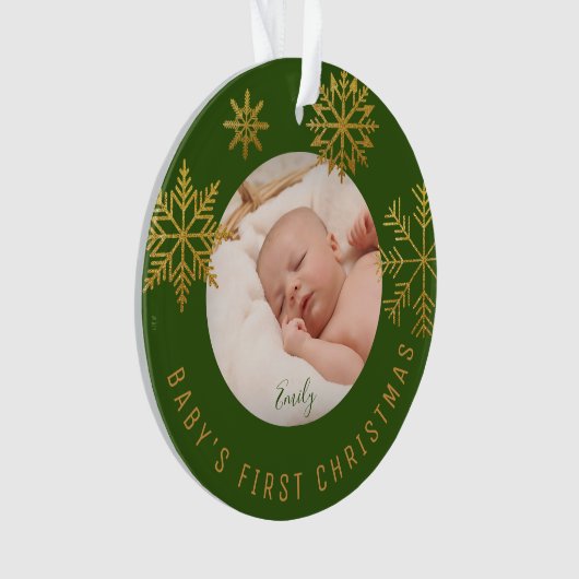 Green Gold Babys eerste kerstcadeau Ornament (voorkant)