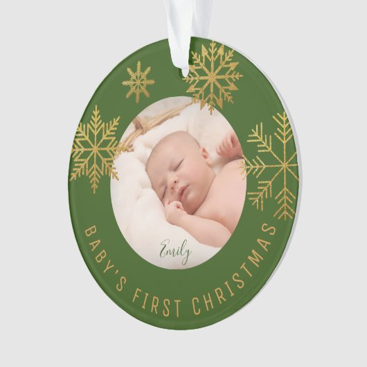 Green Gold Babys eerste kerstcadeau Ornament (voorkant)