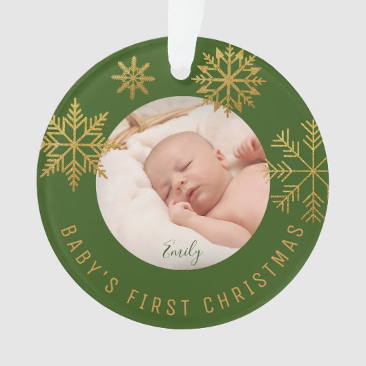 Green Gold Babys eerste kerstcadeau Ornament (voorkant)