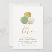 Green & Gold Balloons Boy 2e verjaardag Kaart (Voorkant)