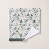 Green Gold Bamboe Patroon (Waterverf) Bad Handdoek (Wasdoekje)
