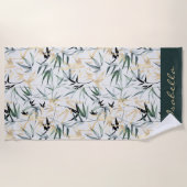 Green Gold Bamboe Patroon (Waterverf) Strandlaken (Voorkant)