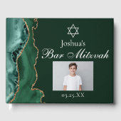 Green Gold Bar Mitswa Party Foto op maat Gastenboek (Voorkant)