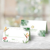 Green Gold Bat Mitzvah Tropical Floral Waterverf Plaatskaartje