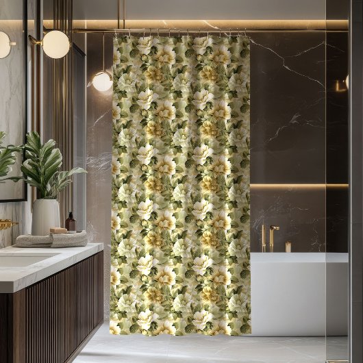 Green Gold Bathroom Curtain Elegant Pastel Chic Douchegordijn