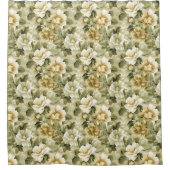 Green Gold Bathroom Curtain Elegant Pastel Chic Douchegordijn (Voorkant)