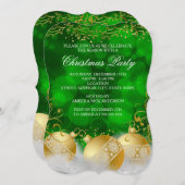 Green Gold Baubles White Kerstfeestdag Kaart (Voorkant / Achterkant)