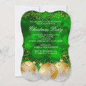 Green Gold Baubles White Kerstfeestdag Kaart (Voorkant)