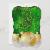 Green Gold Baubles White Kerstfeestdag Kaart (Achterkant)
