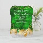 Green Gold Baubles White Kerstfeestdag Kaart (Staand voorkant)